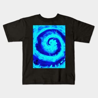 neon blue bright swirly design Kids T-Shirt